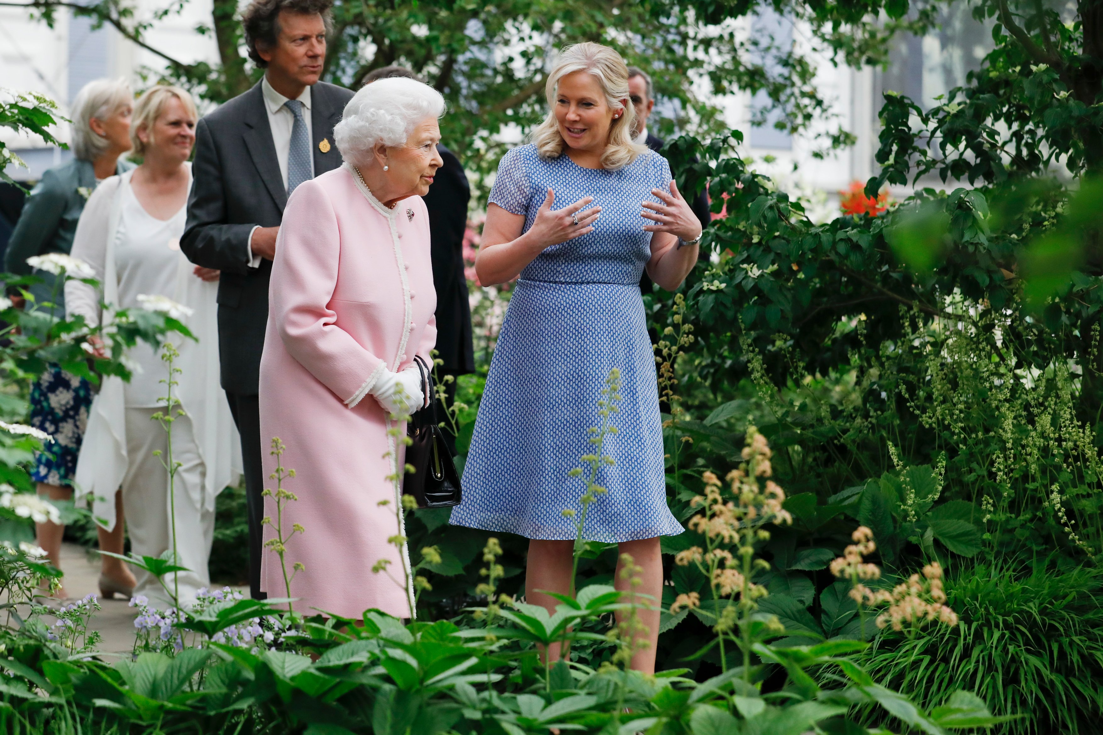 her majesty the queen visits weston garden - garfield weston
